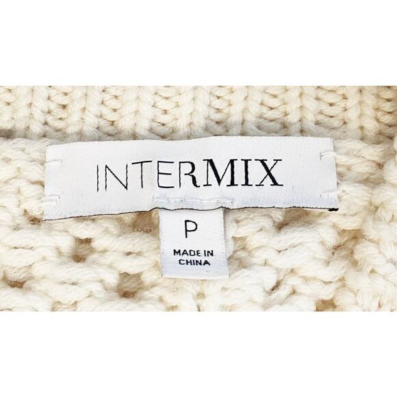 Intermix Womens Cold Shoulder 100% Wool Knit Sweater Cream Neutral Minimalist XS - Picture 6 of 10